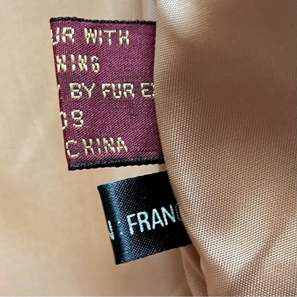 Vintage Parisian Fur 100% Rabbit Fur Coat Cream and Brown Chevron - Picture 17 of 17